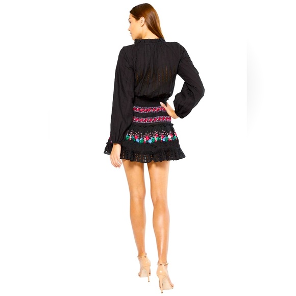 MISA Los Angeles Manuela mini cotton dress embroidered w long sleeves size‎ M - Picture 3 of 13